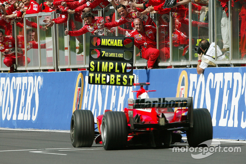 Second place finish and seventh World Championship for Michael Schumacher, Ferrari