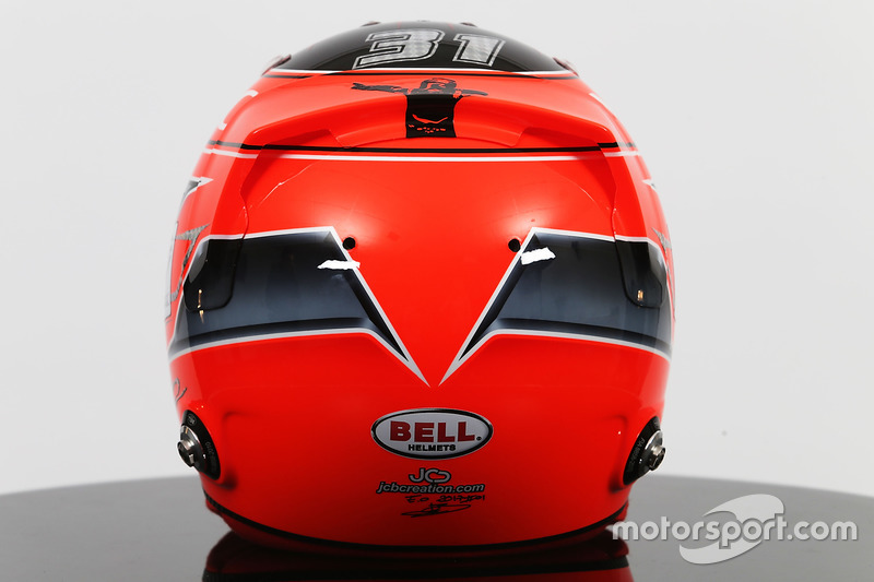 De helm van Esteban Ocon, Sahara Force India F1 Team