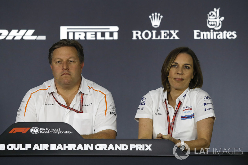 Zak Brown, McLaren Executive Director and Claire Williams, Williams Deputy Team Principal in the Press Conference