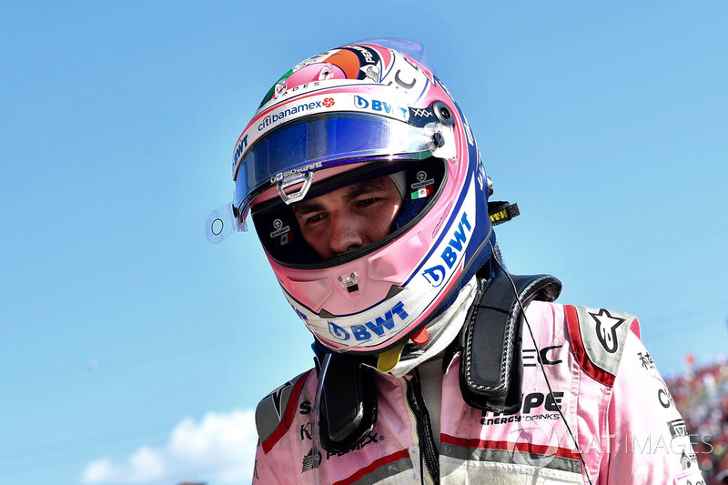 Sergio Perez, Force India VJM11 in parc ferme