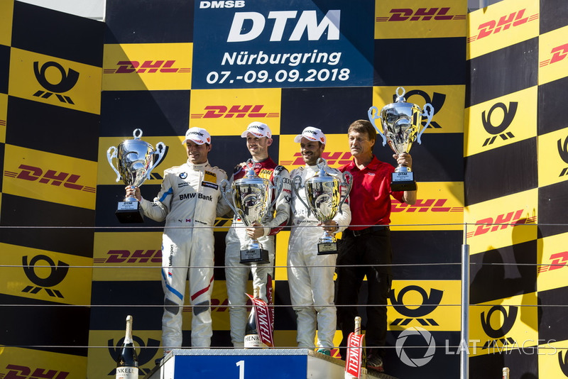 Podium: Race winner René Rast, Audi Sport Team Rosberg, second place Bruno Spengler, BMW Team RBM and third place Gary Paffett, Mercedes-AMG Team HWA