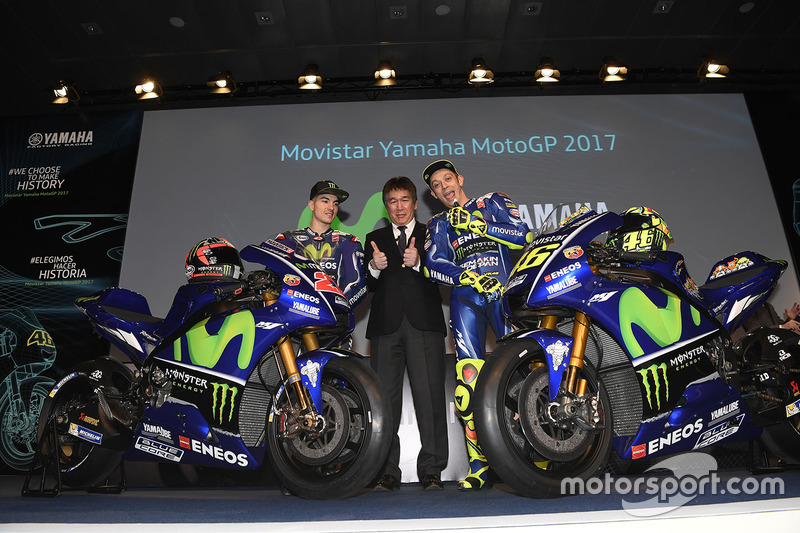 Valentino Rossi, Yamaha Factory Racing, Maverick Viñales, Yamaha Factory Racing, Kouichi Tsuji, presidente de Yamaha Factory Racing