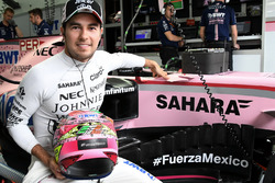 Sergio Perez, Sahara Force India, #FuerzaMexico hashtag in support of the Mexico earthquake victims