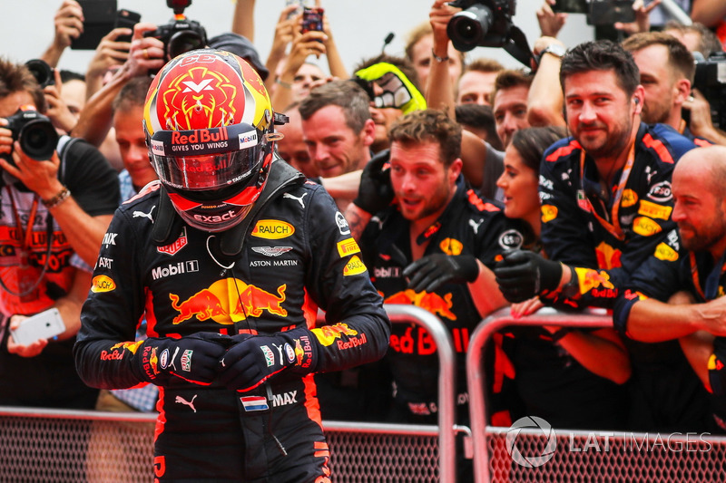 Race winner Max Verstappen, Red Bull Racing celebrates in parc ferme