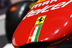 A Ferrari logo on a car in the F1 Racing display