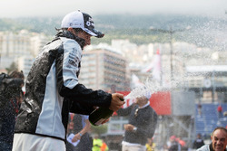 Sergio Perez, Sahara Force India F1 celebrates his third position with the team