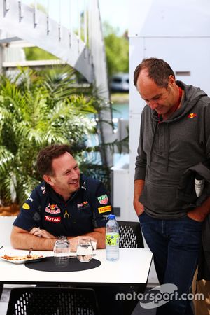 (L to R): Christian Horner, Red Bull Racing Team Principal with Gerhard Berger