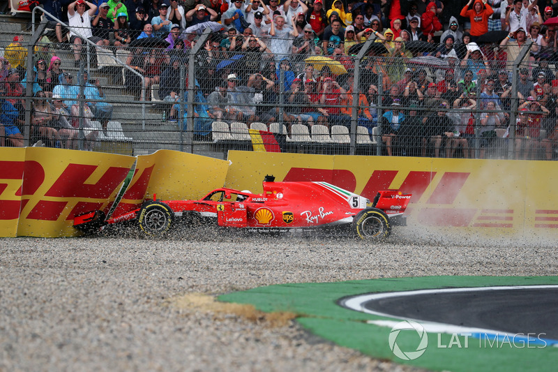 Sebastian Vettel, Ferrari SF71H crashes out of the race