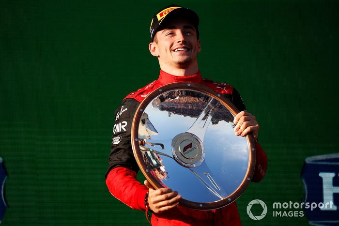 Podio: ganador Charles Leclerc, Ferrari