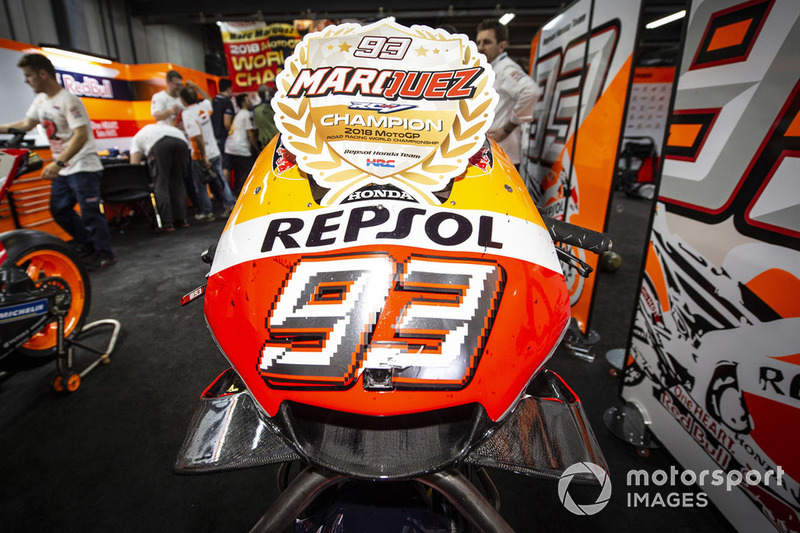 Vue détaillée de la moto de Marc Marquez, Repsol Honda Team 