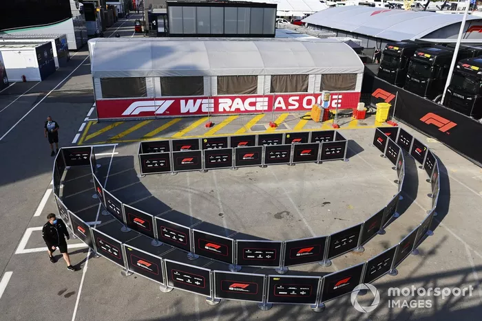 Corralito de prensa en Montmeló