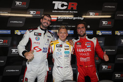 Press Conference: Pole sitter Mato Homola, DG Sport Compétition, Opel Astra TCR, Dusan Borkovic , GE-Force, Alfa Romeo Giulietta TCR, Pepe Oriola, Lukoil Craft-Bamboo Racing, SEAT León TCR