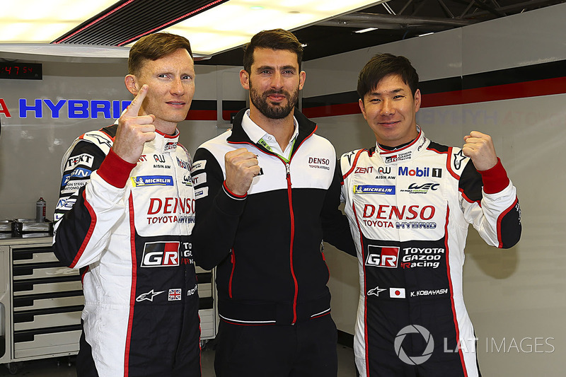 Pole sitters #7 Toyota Gazoo Racing Toyota TS050: Mike Conway, Jose Maria Lopez, Kamui Kobayashi