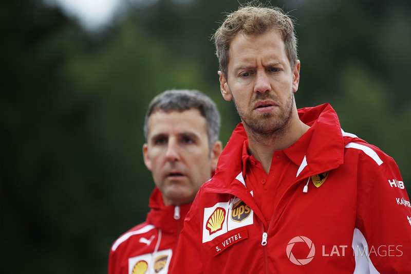 Sebastian Vettel, Ferrari walks the track