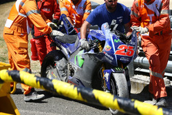 La moto endommagée de Maverick Viñales, Yamaha Factory Racing