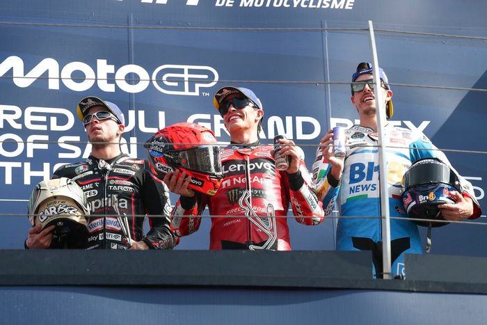 Marco Bezzecchi, Aprilia Racing, Alex Márquez, Gresini Racing, Marc Márquez, Ducati Team