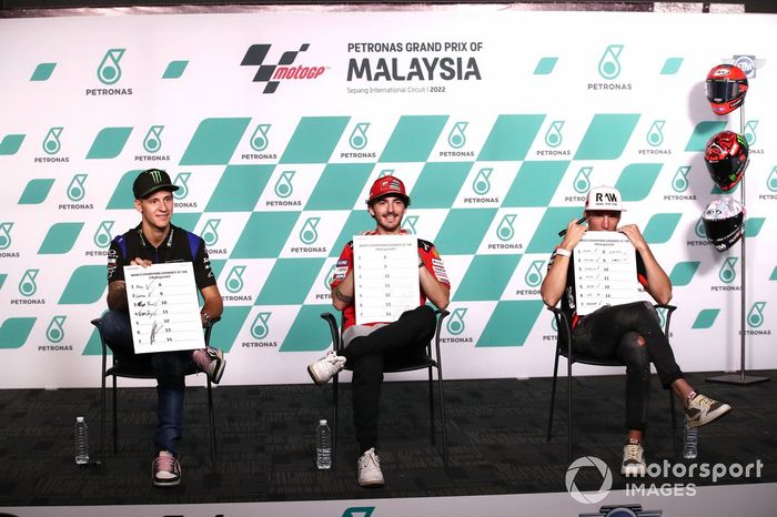 Fabio Quartararo, Yamaha Factory Racing Francesco Bagnaia, Ducati Team Aleix Espargaro, Aprilia Racing Team 