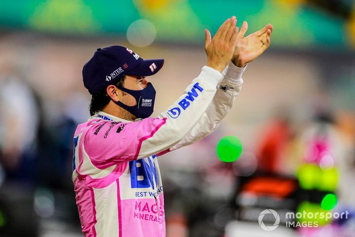 Ganador Sergio Pérez, Racing Point celebra en  parc Ferme