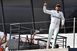 Race winner Lewis Hamilton, Mercedes-AMG F1 celebrates on the podium