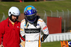 Fernando Alonso, McLaren MCL33 à l'arrêt sur le bord de piste
