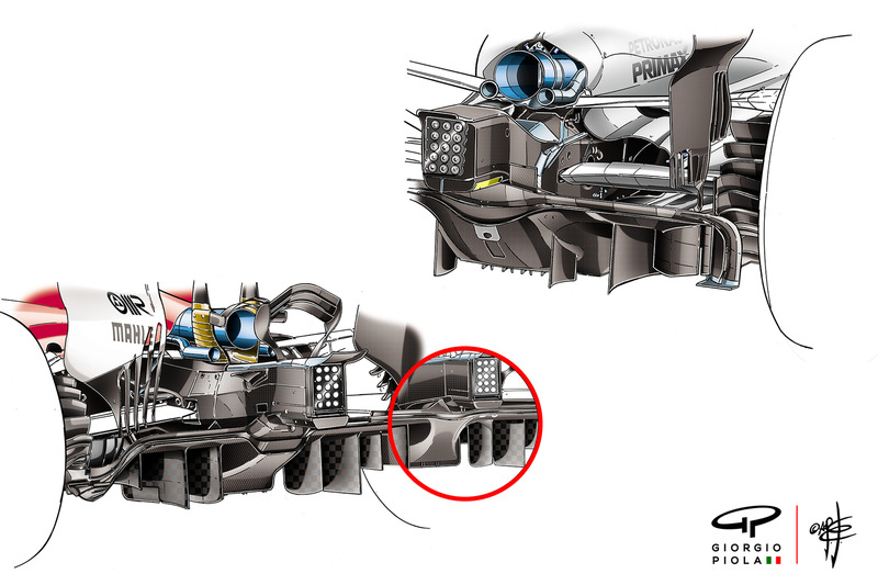 Ferrari SF70H vs. Mercedes F1 W08: Diffusor, Vergleich