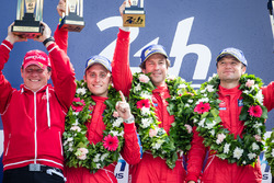 LMGT Am podium: class winners #62 Scuderia Corsa Ferrari 458 Italia: Bill Sweedler, Jeff Segal, Townsend Bell