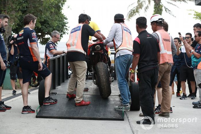 Marc Marquez, Repsol Honda Team's crashed Honda