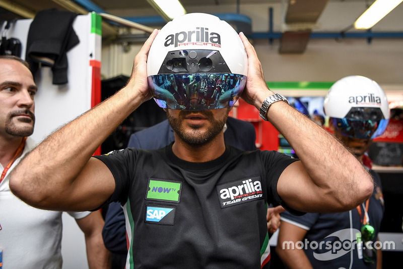 AR Helmet for mechanics of Aprilia Racing Team Gresini