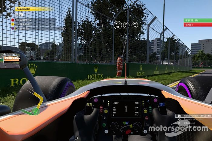 Detalle de comisarios y desgaste de neumáticos