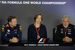 Christian Horner, Red Bull Racing Team Principal, Claire Williams, Williams Deputy Team Principal and Dr. Vijay Mallya, Sahara Force India Formula One Team Owner in the Press Conference