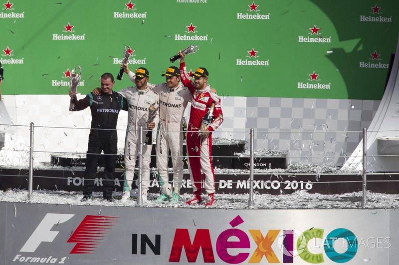 2016: 1. Lewis Hamilton, 2. Nico Rosberg 3. Sebastian Vettel (luego fue penalizado, el tercero fue Daniel Ricciardo).