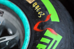 The Pirelli detail of Lewis Hamilton, Mercedes-Benz F1 W08