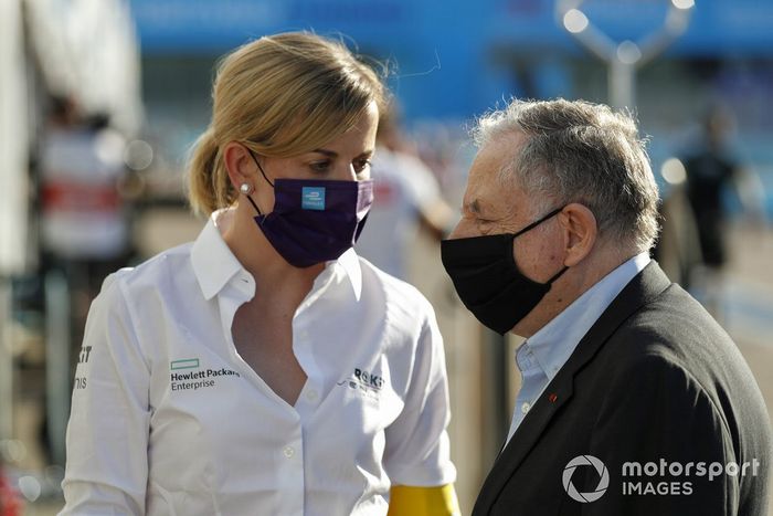 Susie Wolff, Jefa de equipo, Venturi habla con Jean Todt, Presidente de la FIA