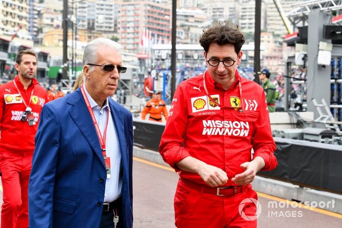 Piero Ferrari con Mattia Binotto, Team Principal Ferrari