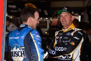  Clint Bowyer, Stewart-Haas Racing, Ford Mustang Toco Warranty and  Kevin Harvick, Stewart-Haas Racing, Ford Mustang Busch Beer Flannel