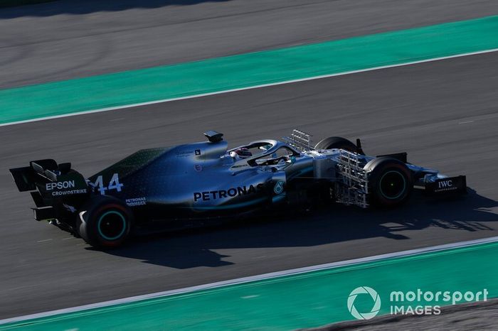 Lewis Hamilton, Mercedes-AMG F1 W10 con sensores aerodinámicos