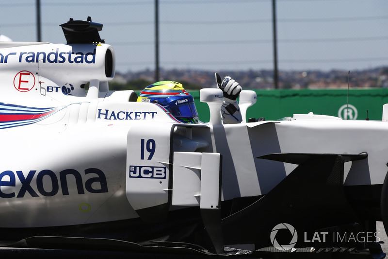 Felipe Massa, Williams FW40, son Brezilya GP'sini kutluyor, Parc Ferme