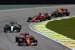 Sebastian Vettel, Ferrari SF70H, Valtteri Bottas, Mercedes AMG F1 W08, Kimi Raikkonen, Ferrari SF70H, Max Verstappen, Red Bull Racing RB13