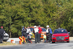 Reparaturarbeiten am Asphalt in Kurve 3 der Rennstrecke Road Atlanta