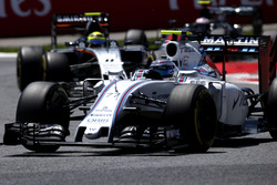 Valtteri Bottas, Williams FW38, leads Sergio Perez, Force India VJM09