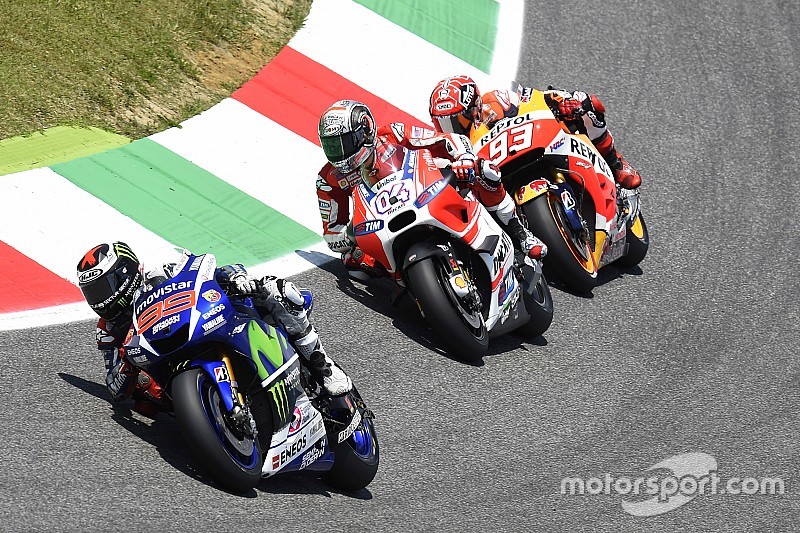 Jorge Lorenzo, Yamaha Factory Racing, Andrea Dovizioso, Ducati Team e Marc Marquez, Repsol Honda Tea