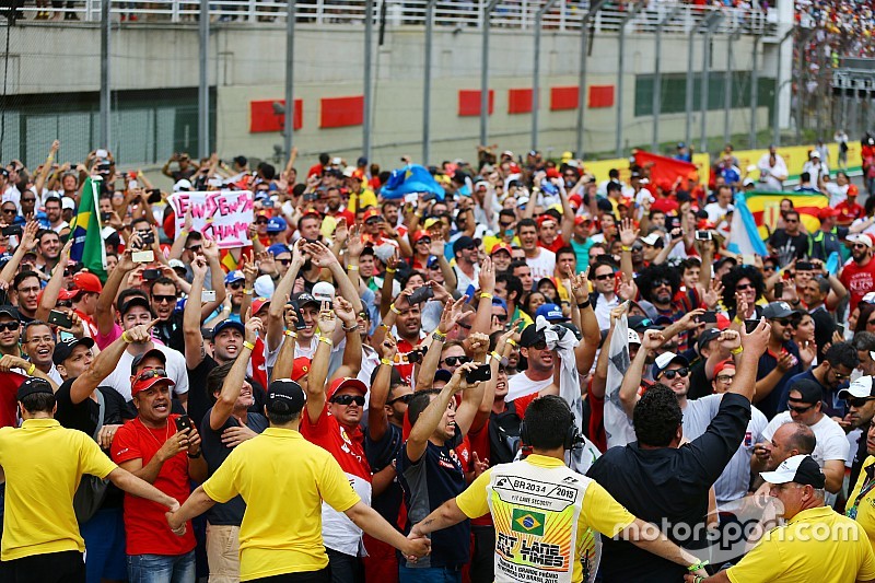 Fans at the podium