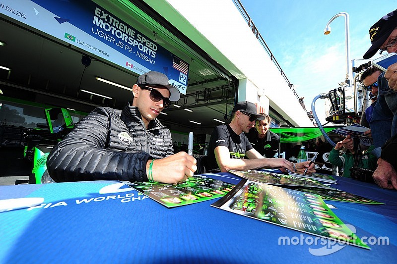 #31 Extreme Speed Motorsports Ligier JS P2 - Nissan: Ryan Dalziel, Pipo Derani, Christopher Cumming sign autographs for the fans