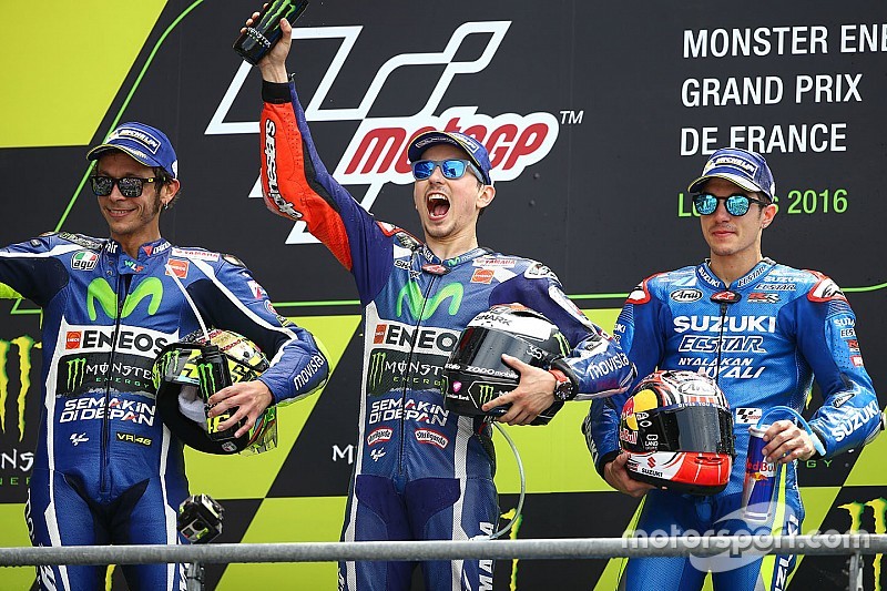 Podium: winner Jorge Lorenzo, Yamaha Factory Racing, second place Valentino Rossi, Yamaha Factory Ra