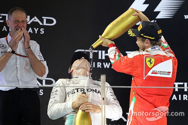 Podium: second place Nico Rosberg, Mercedes AMG F1, third place Sebastian Vettel, Ferrari