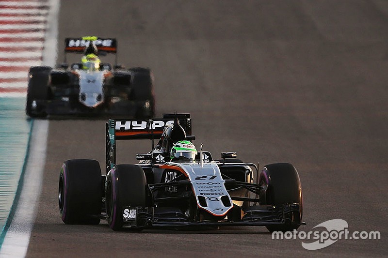 Nico Hulkenberg, Sahara Force India F1 VJM09 leads team mate Sergio Perez, Sahara Force India F1 VJM