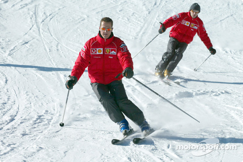 Michael Schumacher and Luca Badoer on skis