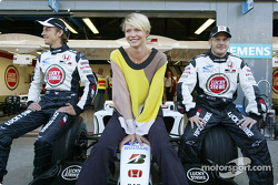 Supermodel Jodie Kidd with Jenson Button and Jacques Villeneuve