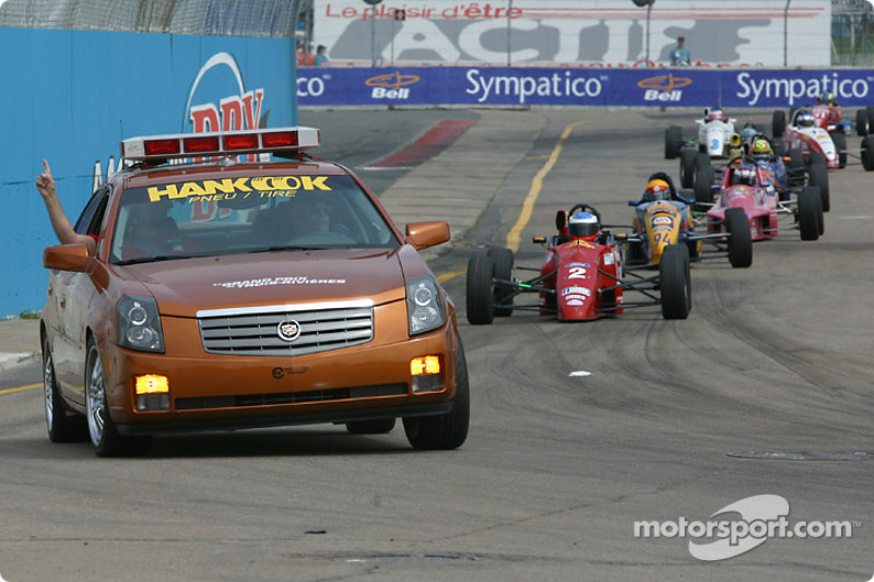 Pace car on the track ahead of Olivier Lambert