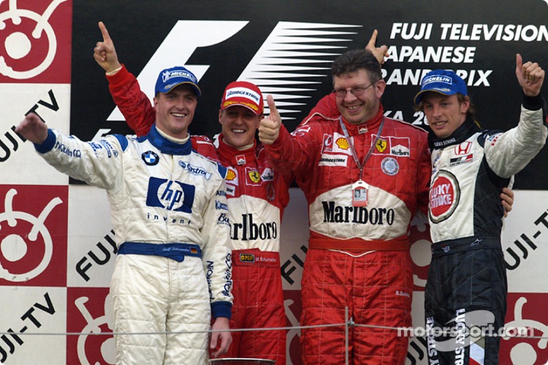 2004: 1. Michael Schumacher, 2. Ralf Schumacher, 3. Jenson Button
